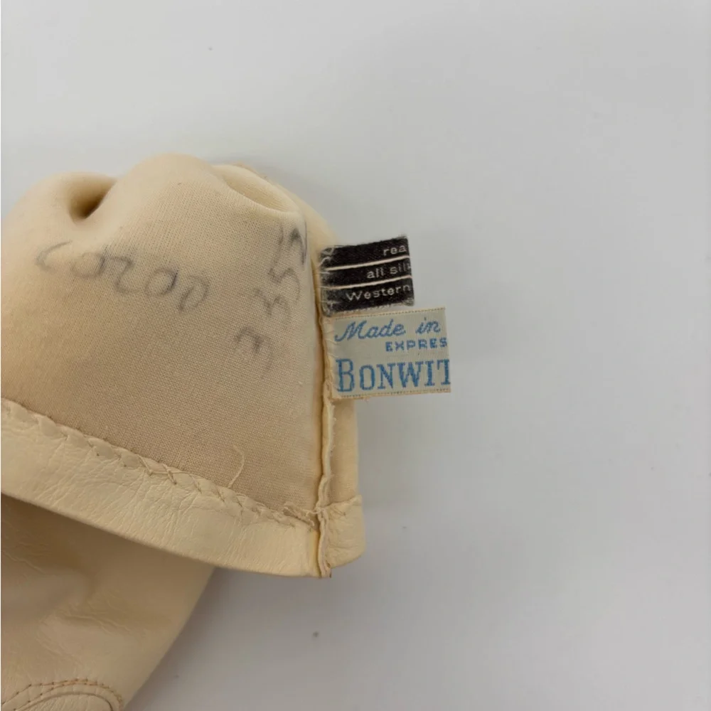 Vintage BONWIT TELLER Cream Kid Leather Gloves – Made in Germany 1950s 12” Long